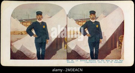 Le général Oshima en route pour le conseil de guerre , officiers militaires, guerre russo-japonaise, 1904-1905 Banque D'Images