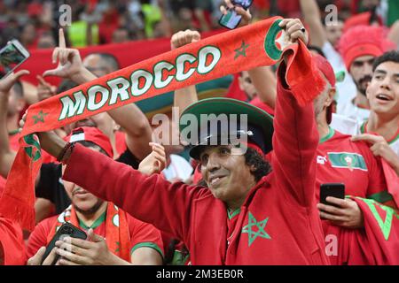 Fan marocain, fan de football. Demi-finale, demi-finale 62, France (FRA) - Maroc (MAR) 2-0, on 14 décembre 2022, coupe du monde de football 20122 du stade Al Bayt au Qatar, de 20 novembre. - 18.12.2022 ? Banque D'Images