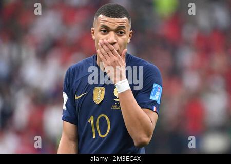 Kylian MBAPPE (FRA), déception, frustré, déçu, frustré, abattu, action, image unique, motif unique coupé, demi-figurine, demi-chiffre. Demi-finale, demi-finale 62, France (FRA) - Maroc (MAR) 2-0, on 14 décembre 2022, coupe du monde de football 20122 du stade Al Bayt au Qatar, de 20 novembre. - 18.12.2022 ? Banque D'Images