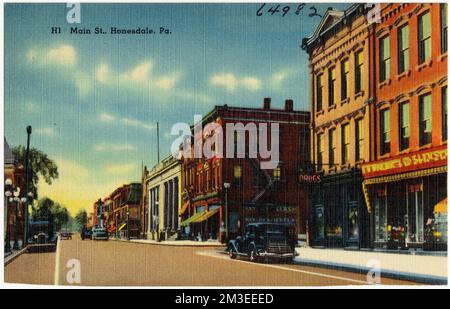 Main St., Honesdale, Pennsylvanie. , Villes et villages, Collection Tichnor Brothers, cartes postales des États-Unis Banque D'Images