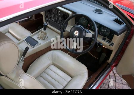 1978 intérieur et tableau de bord de Maserati Khamsin Banque D'Images