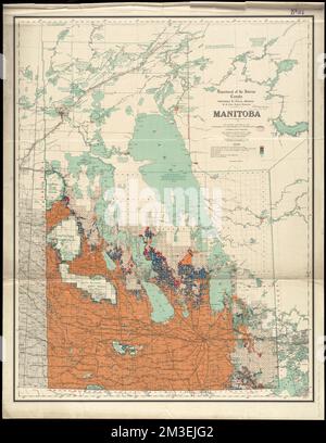 Manitoba : carte montrant la disposition des terres, des biens immobiliers, Manitoba, cartes, des terres publiques, Manitoba, cartes, subventions foncières, Manitoba, cartes, Utilisation des terres, Manitoba, cartes, Manitoba, cartes Norman B. Leventhal Map Centre Collection Banque D'Images