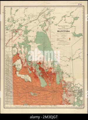 Manitoba : carte montrant la disposition des terres, des biens immobiliers, Manitoba, cartes, des terres publiques, Manitoba, cartes, subventions foncières, Manitoba, cartes, Utilisation des terres, Manitoba, cartes, Manitoba, cartes Norman B. Leventhal Map Centre Collection Banque D'Images