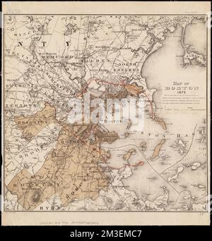 Carte de Boston 1875 : depuis A. Williams & Cos. Carte de Boston et du pays adjacent, 1872 , Sewerage, Massachusetts, Boston, Cartes, Boston Mass., cartes, Massachusetts, cartes, Boston Mass., divisions administratives et politiques, cartes Norman B. Leventhal Map Center Collection Banque D'Images