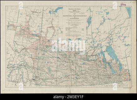 Carte du Manitoba, de la Saskatchewan et de l'Alberta : montrant le nombre de quarts de sections disponibles pour l'entrée dans chaque canton , utilisation des terres, provinces des Prairies, cartes, droit des propriétés, Provinces des Prairies, cartes, provinces des Prairies, cartes Norman B. Leventhal Map Centre Collection Banque D'Images