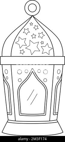 Page de coloriage isolée de lanterne de Ramadan pour enfants Illustration de Vecteur