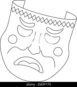 Mardi gras Tragedy Mask page de coloriage isolée Illustration de Vecteur