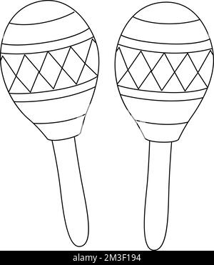 Mardi gras Maracas page de coloriage isolée Illustration de Vecteur