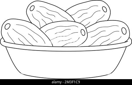 Ramadan Date séchée page de coloriage isolée pour les enfants Illustration de Vecteur