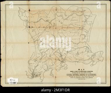 Carte des parties d'Essex et des comtés de Middlesex, montrant les routes ferroviaires entre Salem, Lowell, Boston & Lawrence , Railroads. Lucius Beebe Memorial Library cartes historiques Banque D'Images