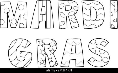 Happy Mardi gras Isolated coloriage page pour enfants Illustration de Vecteur