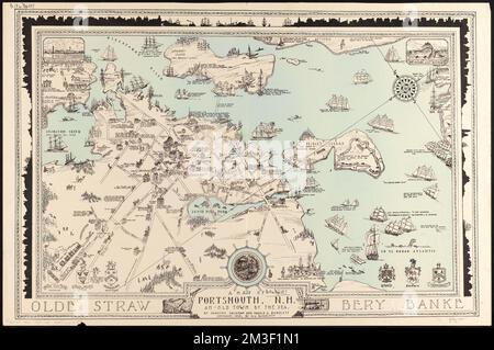 Une carte de Portsmouth, N.H. : Une vieille ville au bord de la mer , Portsmouth N.H., Histoire, cartes Norman B. Leventhal Map Centre Collection Banque D'Images