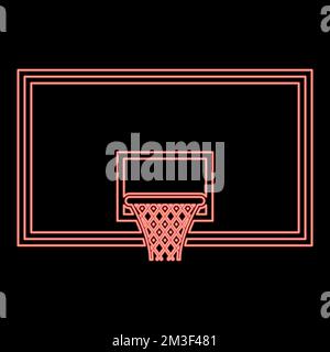 Basket-ball néon Backboard basket-ball panier sur fond rouge couleur vecteur illustration image plat style lumière Illustration de Vecteur