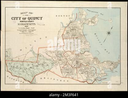 Carte de la ville de Quincy, Norfolk County, Massachusetts, 1907 , Quincy Mass., Cartes Norman B. Leventhal Map Centre Collection Banque D'Images