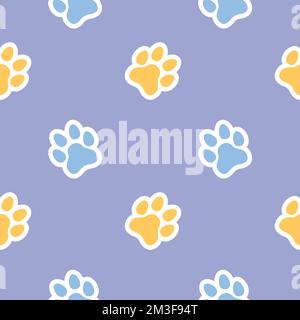 Paw pour chiens et chats sans couture motif vectoriel doodle empreinte animale abstraite arrière-plan pour l'illustration du tissu, de la texture et du papier peint pour l'impression numérique Illustration de Vecteur
