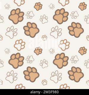 Paw pour chiens et chats sans couture motif vectoriel doodle empreinte animale abstraite arrière-plan pour l'illustration du tissu, de la texture et du papier peint pour l'impression numérique Illustration de Vecteur