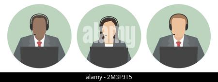 Avatars de l'agent du service à la clientèle. Illustration vectorielle. Illustration de Vecteur