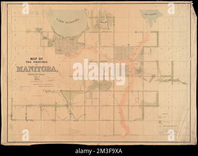 Carte de la province du Manitoba, en fonction des relevés effectués en 1871 , utilisation des terres, Manitoba, cartes, Manitoba, Relevés, cartes, Manitoba, cartes Norman B. Leventhal Map Centre Collection Banque D'Images