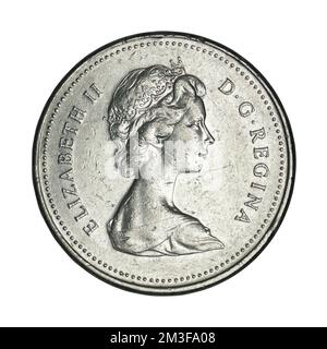 Canada 5 cents, 1979-1981 sur blanc Banque D'Images