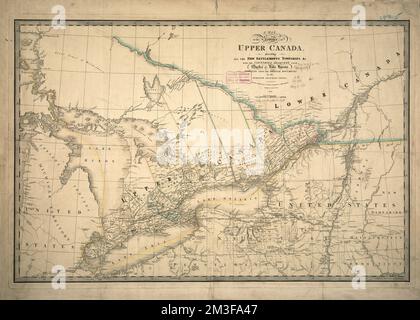 Une carte de la province du Haut-Canada, décrivant toutes les nouvelles colonies, les cantons et les CC. Avec les pays adjacents, du Québec au lac Huron : compilé à partir des documents originaux du bureau de l'arpenteur général , Canada, cartes, Ontario, cartes Norman B. Leventhal Map Centre Collection Banque D'Images