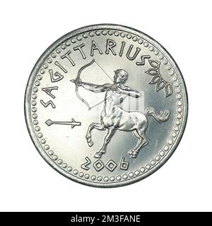 Somaliland 10 shillings 2006 Sagittaire sur fond blanc Banque D'Images