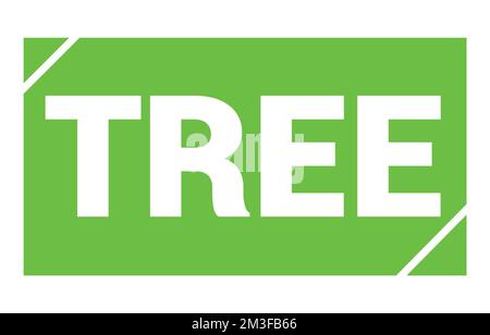 Texte DE L'ARBRE inscrit sur le signe vert du rectangle. Banque D'Images