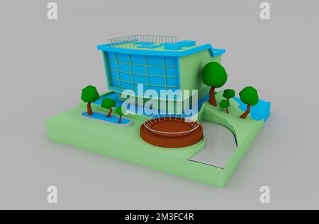 3d illustration présentant un minimum de poly-house sur fond blanc. Banque D'Images