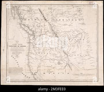 Carte des États-Unis, territoire de l'Oregon, à l'ouest des montagnes Rocheuses, exposant les divers dépôts de commerce ou forts occupés par la Compagnie de la Baie d'Hudson britannique, liés à la traite des fourrures de l'Ouest et du Nord-Ouest , Nord-Ouest, Pacifique, cartes Norman B. Leventhal Map Center Collection Banque D'Images