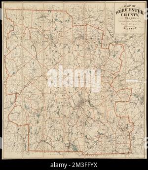 Carte de Worcester County, Mass , Worcester County Mass., Maps Norman B. Leventhal Map Center Collection Banque D'Images