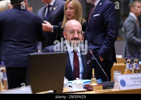 Bruxelles, Belgique. 15th décembre 2022. Le président du Conseil européen, Charles Michel, préside le Conseil européen réuni à Bruxelles, Belgique, le 15 décembre 2022. Credit: Zheng Huansong/Xinhua/Alay Live News Banque D'Images