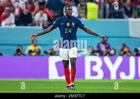 Al Chaur, Qatar. 14th décembre 2022. Football: Coupe du monde, France - Maroc, finale, demi-finale, stade Al-Bait, Gestes d'Ibrahima Konaté en France. Crédit : Tom Weller/dpa/Alay Live News Banque D'Images