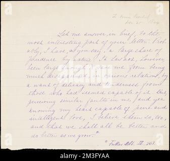 Lettre manuscrite de Margaret Fuller (copie) fragment à [Elizabeth?] Peabody, le 25 décembre 1844 , Banque D'Images