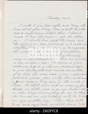 Lettre manuscrite de Margaret Fuller (copie) à Ralph Waldo Emerson, 1839 , Banque D'Images