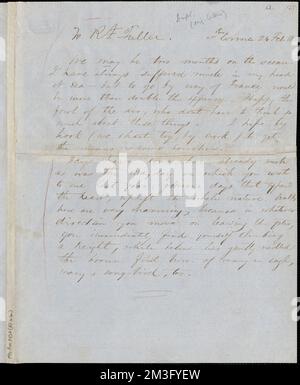 Margaret Fuller, lettre manuscrite (copie) à Richard Fuller, Florence, 24 février 1850. , Banque D'Images