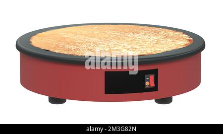 Machine à crêpe avec crêpe sur fond blanc - rendu 3D Banque D'Images