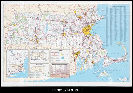 Carte officielle des transports du Massachusetts , Massachusetts, cartes, routes, Massachusetts, Cartes, Boston Mass., cartes, Worcester Mass., cartes, Collection du centre de cartes Norman B. Leventhal, Springfield Mass Banque D'Images