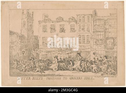 Procession du maître Billy à la salle des épiciers, défilés et processions, politiciens, Lewes, Watkin, Sir, 1740?-1821, Pitt, William, comte de Chatham, 1708-1778, Turner, Barnard, 1741 ou 1742-1784. Thomas Rowlandson (1756-1827). Impressions et mises en plan Banque D'Images