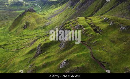 Bizarre Rock World of Quiraing, Trotternish Ridge, Highlands, île de Skye, Hébrides intérieures, Écosse, Royaume-Uni Banque D'Images