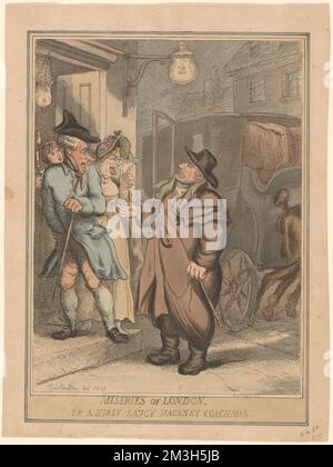 Miseries de Londres, ou un coachman hackney sauvage, calèches et autocars, chauffeurs de bus, passagers. Thomas Rowlandson (1756-1827). Impressions et mises en plan Banque D'Images