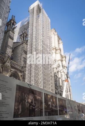 Notre Dame en construction, Paris Banque D'Images