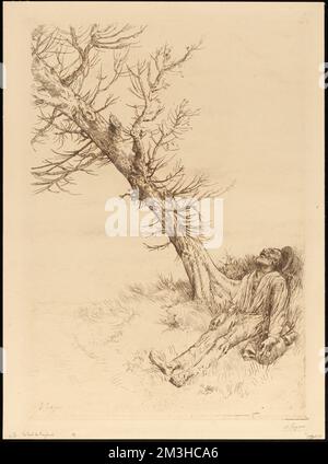 Le mort du vagabond , mort, champs, arbres, Alphonse Legros (1837-1911) Banque D'Images