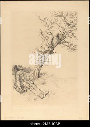 Le mort du vagabond , mort, champs, arbres, Alphonse Legros (1837-1911) Banque D'Images