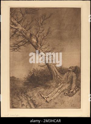 Le mort du vagabond , mort, champs, arbres, Alphonse Legros (1837-1911) Banque D'Images