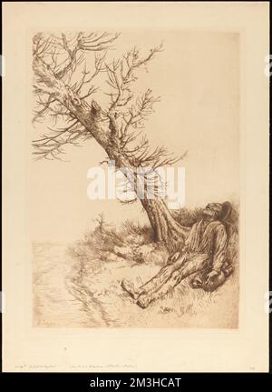 Le mort du vagabond , mort, champs, arbres, Alphonse Legros (1837-1911) Banque D'Images