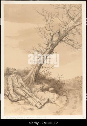 Le mort du vagabond , mort, champs, arbres, Alphonse Legros (1837-1911) Banque D'Images