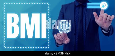 Symbole de texte indiquant l'IMC. Concept d'affaires méthode d'estimation des niveaux de graisse corporelle en fonction du poids et de la taille Banque D'Images