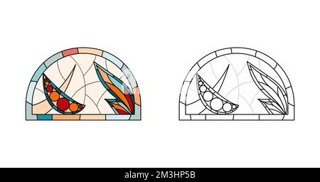 Feuille de travail sur le verre vitrail pour le dessin. Illustration de Vecteur