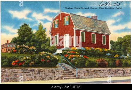 Nathan Hale School House, New London, Connecticut , Ecoles, Collection des frères Tichnor, cartes postales des États-Unis Banque D'Images