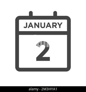 Janvier 2 jour civil ou date de calendrier pour la date limite et la date de rendez-vous Illustration de Vecteur