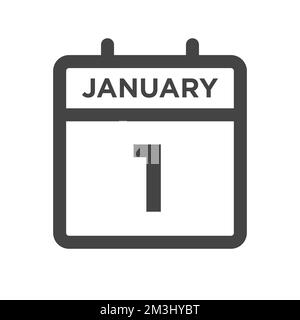 Janvier 1 jour civil ou date de calendrier pour la date limite et la date de rendez-vous Illustration de Vecteur